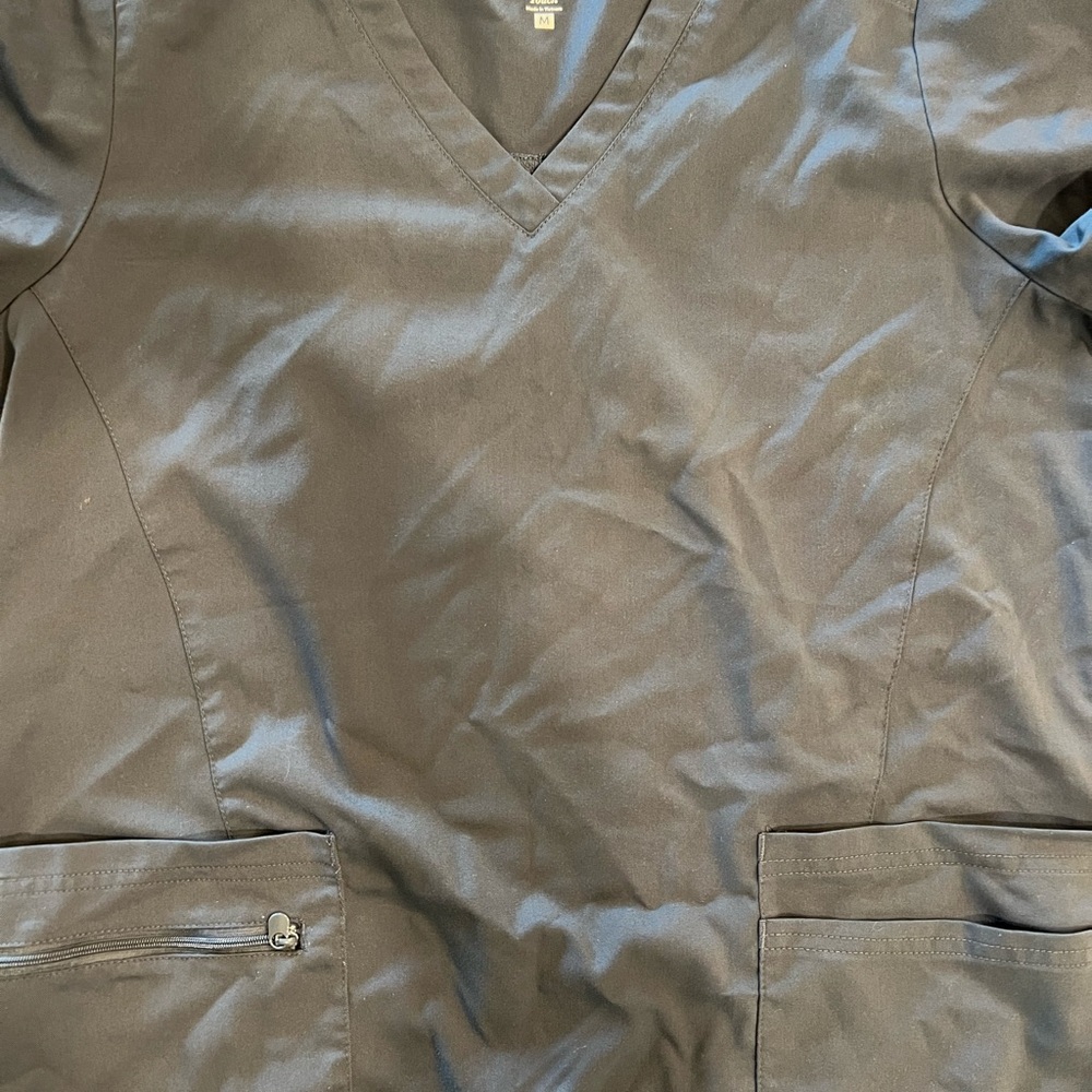 Gray V-Neck Scrub Top